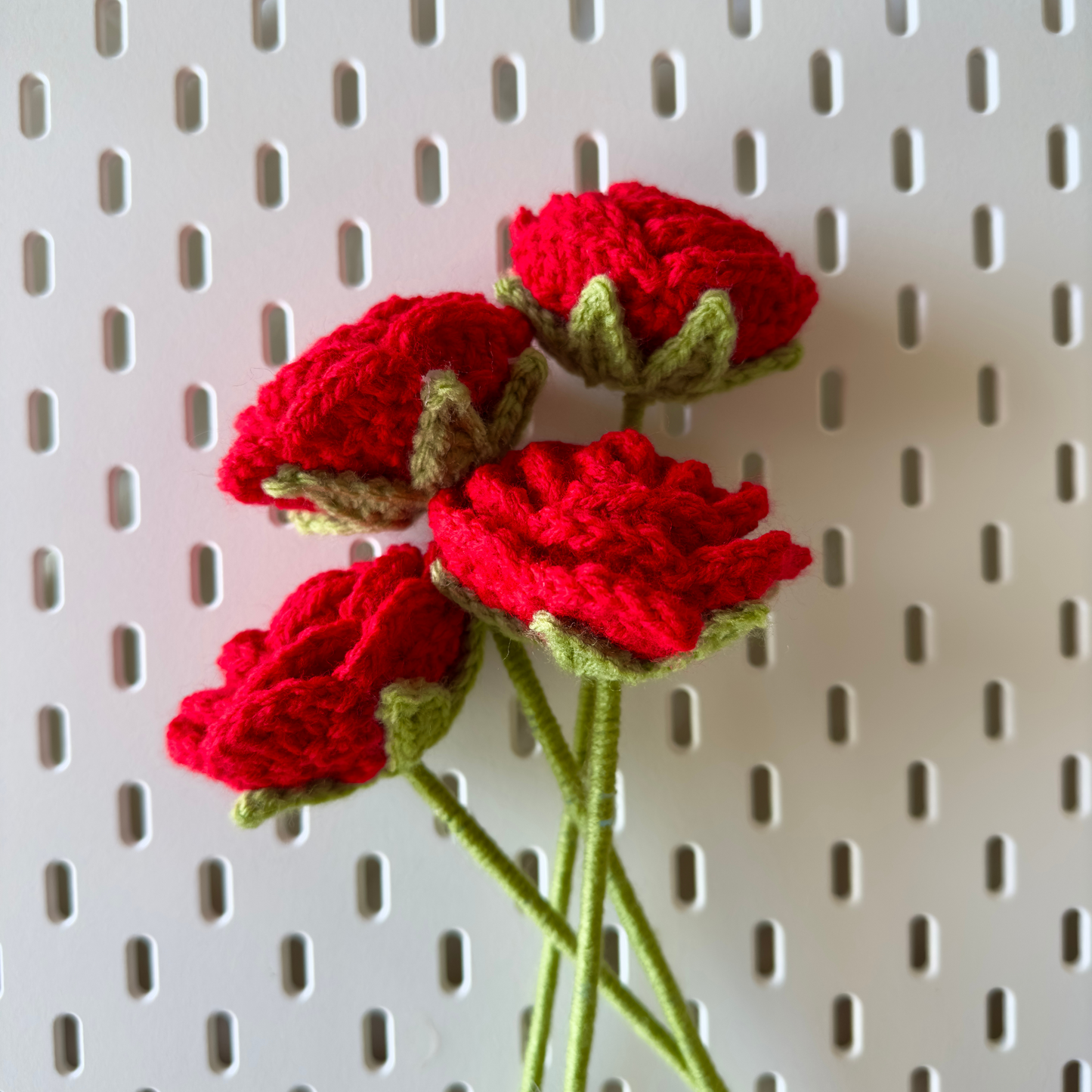 Red Rose Crochet Flower - Handcrafted Romantic Decor