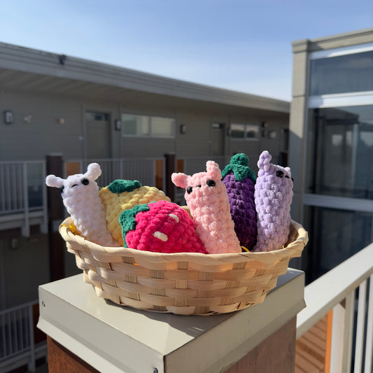 Kawaii Handmade Fruit Snails Crochet Desk Companion