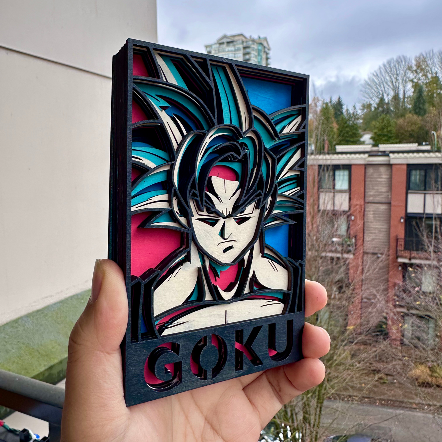 Wooden 3D Anime Layered Display – Son Goku (Dragon Ball)