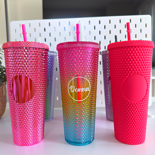 Personalized Studded Tumbler with Straw 24 OZ