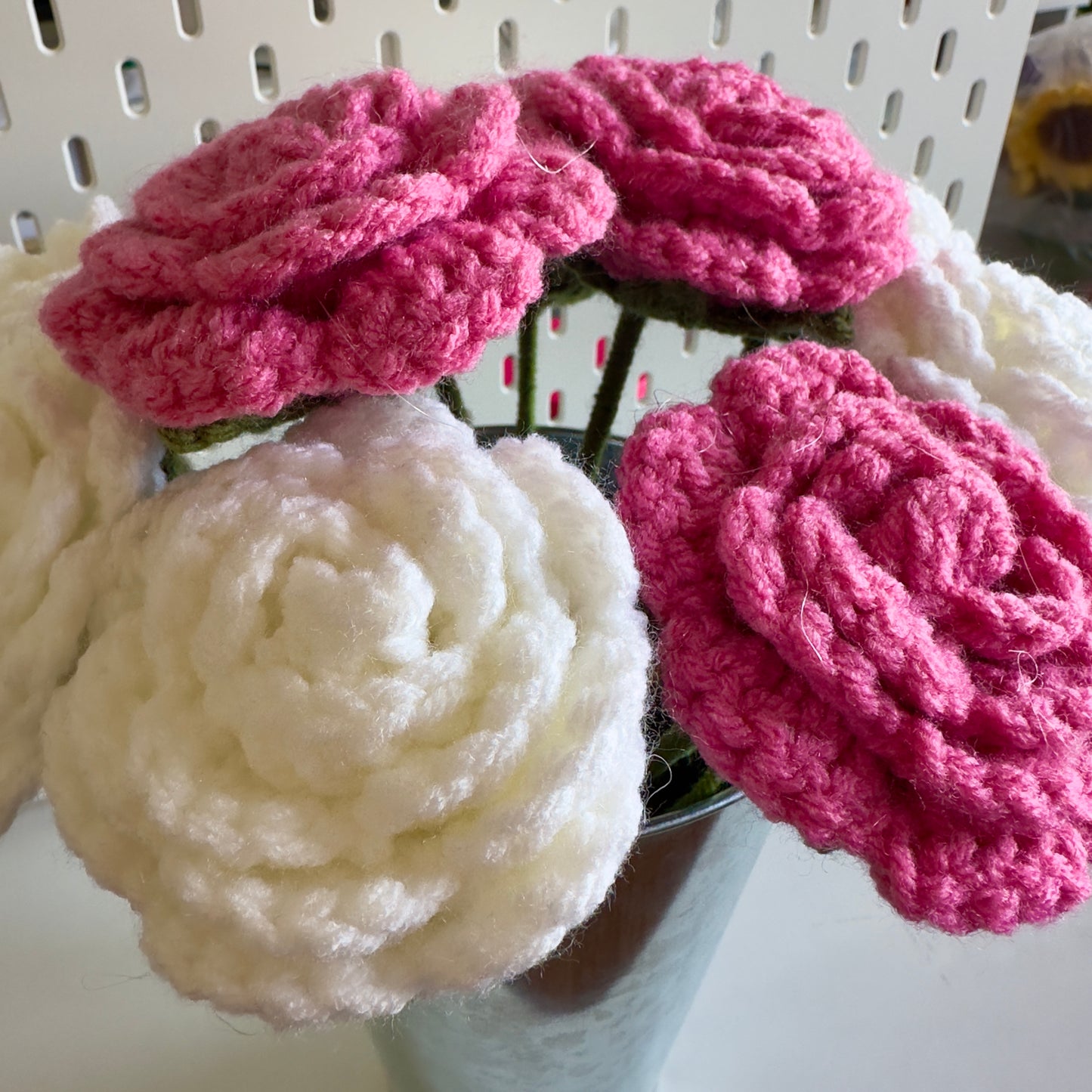 Pink Rose Crochet Flower - Handcrafted Romantic Decor