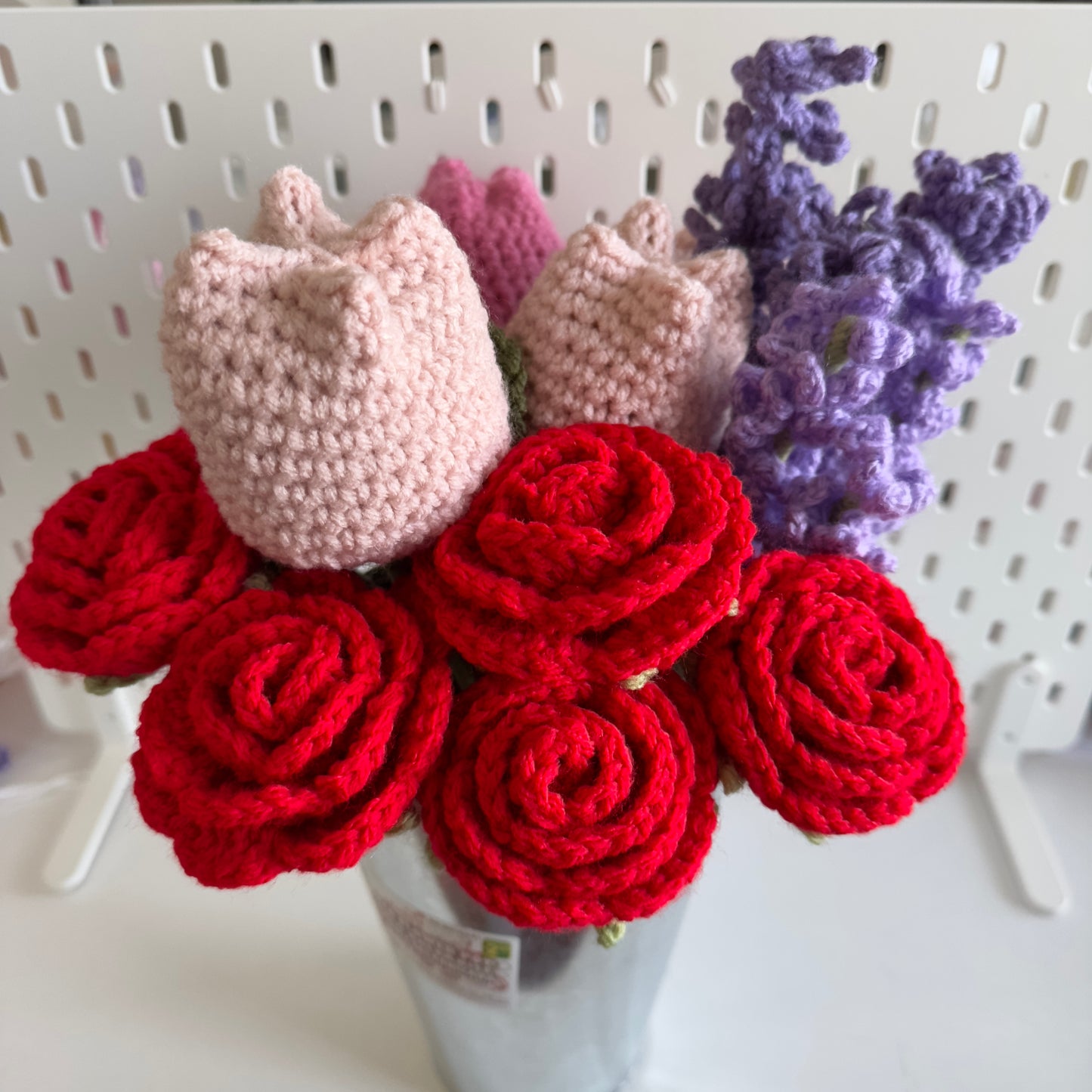 Red Rose Crochet Flower - Handcrafted Romantic Decor