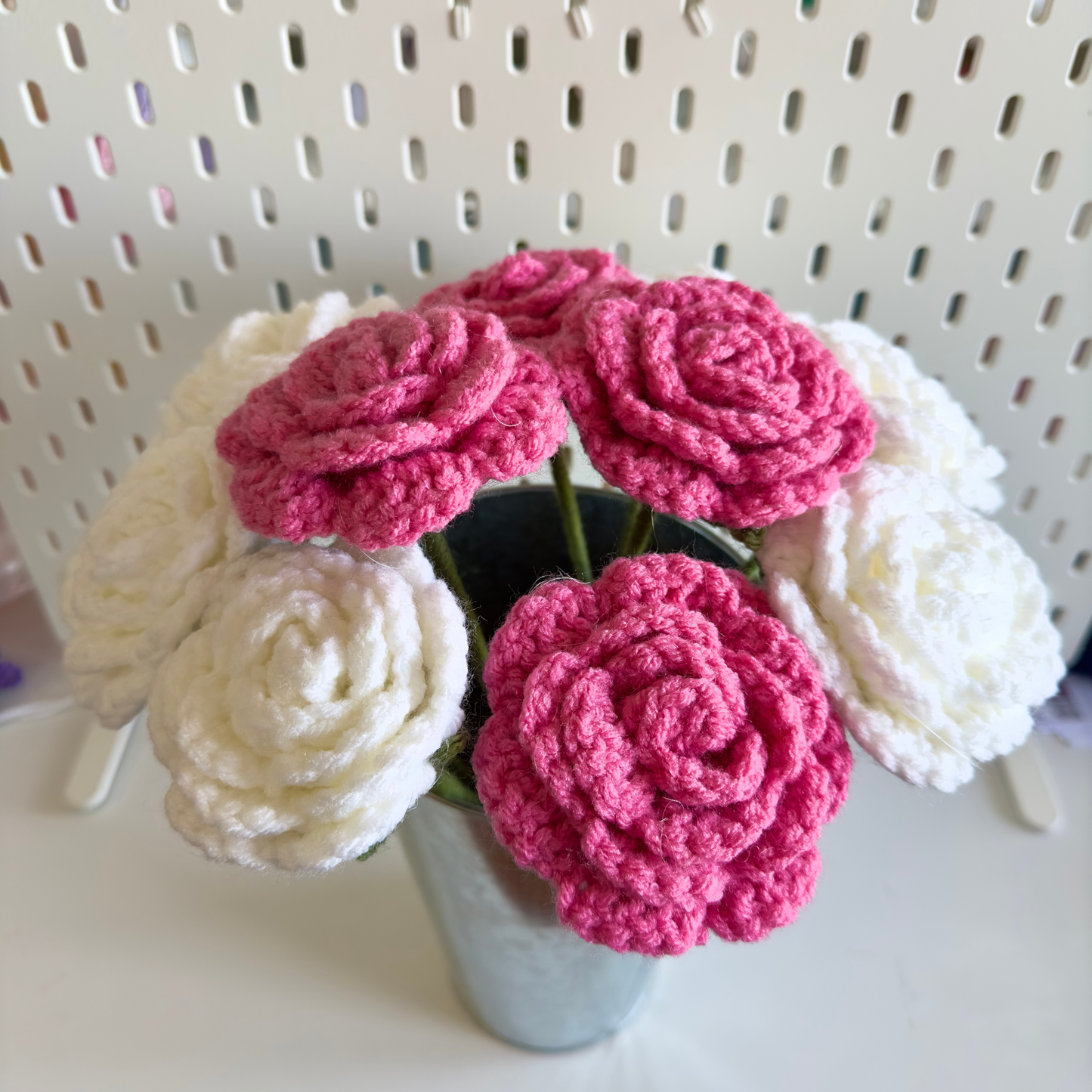 Pink Rose Crochet Flower - Handcrafted Romantic Decor