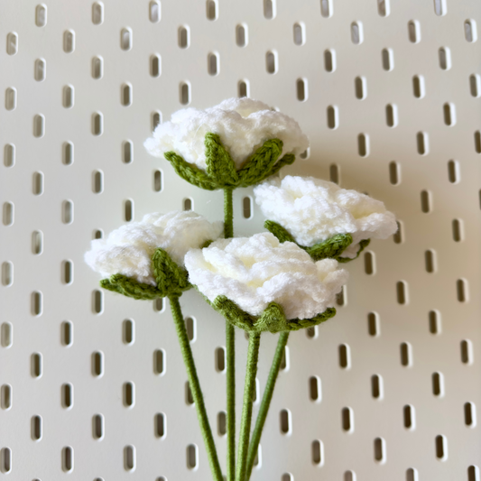 White Rose Crochet Flower - Handcrafted Romantic Decor